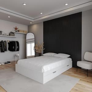 Hunter White Frame Full Size Platform Bed with 2 Storage Drawers