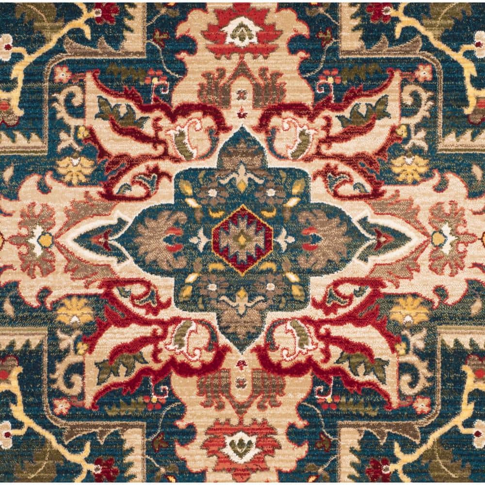Elysian Blue Floral Easy-Care Synthetic Area Rug, 5'1" x 7'5"
