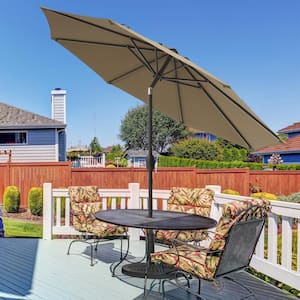 9 ft. Patio Market Umbrellas with Crank and Tilt Button in Taupe
