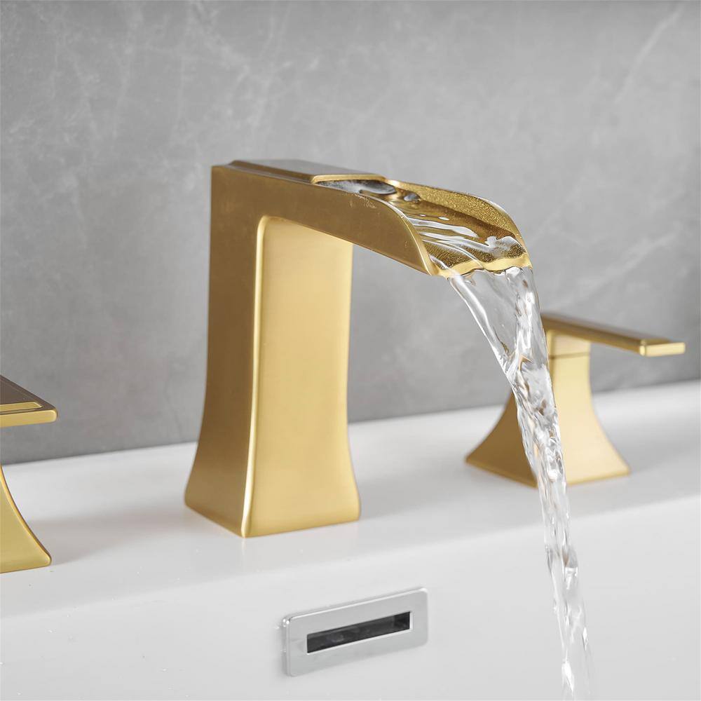 Brushed Gold Double Handle Widespread Bathroom Faucet with Pop-Up Drain