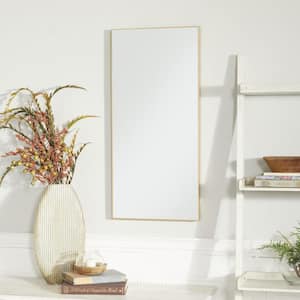 30 in. x 14 in. Rectangle Framed Gold Wall Mirror with Thin Frame