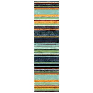 Ottohome Collection Non-Slip Rubberback Striped 2x7 Indoor Runner Rug, 1 ft. 10 in. x 7 ft.,Multicolor