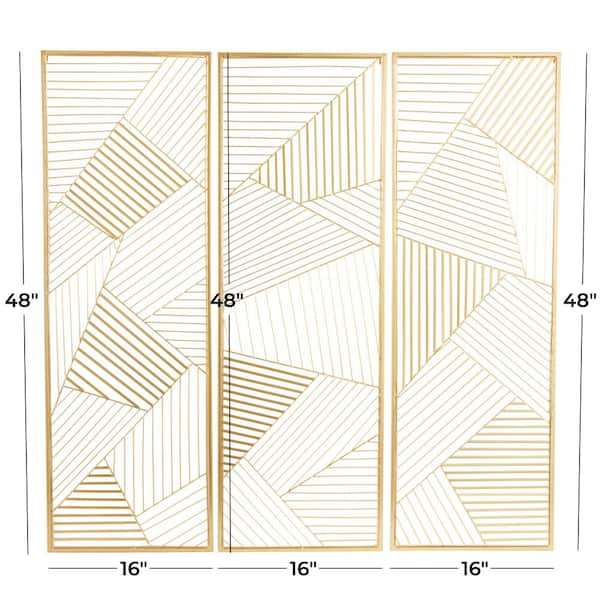 CosmoLiving by Cosmopolitan Metal Gold Geometric Wall Decor with Gold Frame  (Set of 3) 043134 - The Home Depot