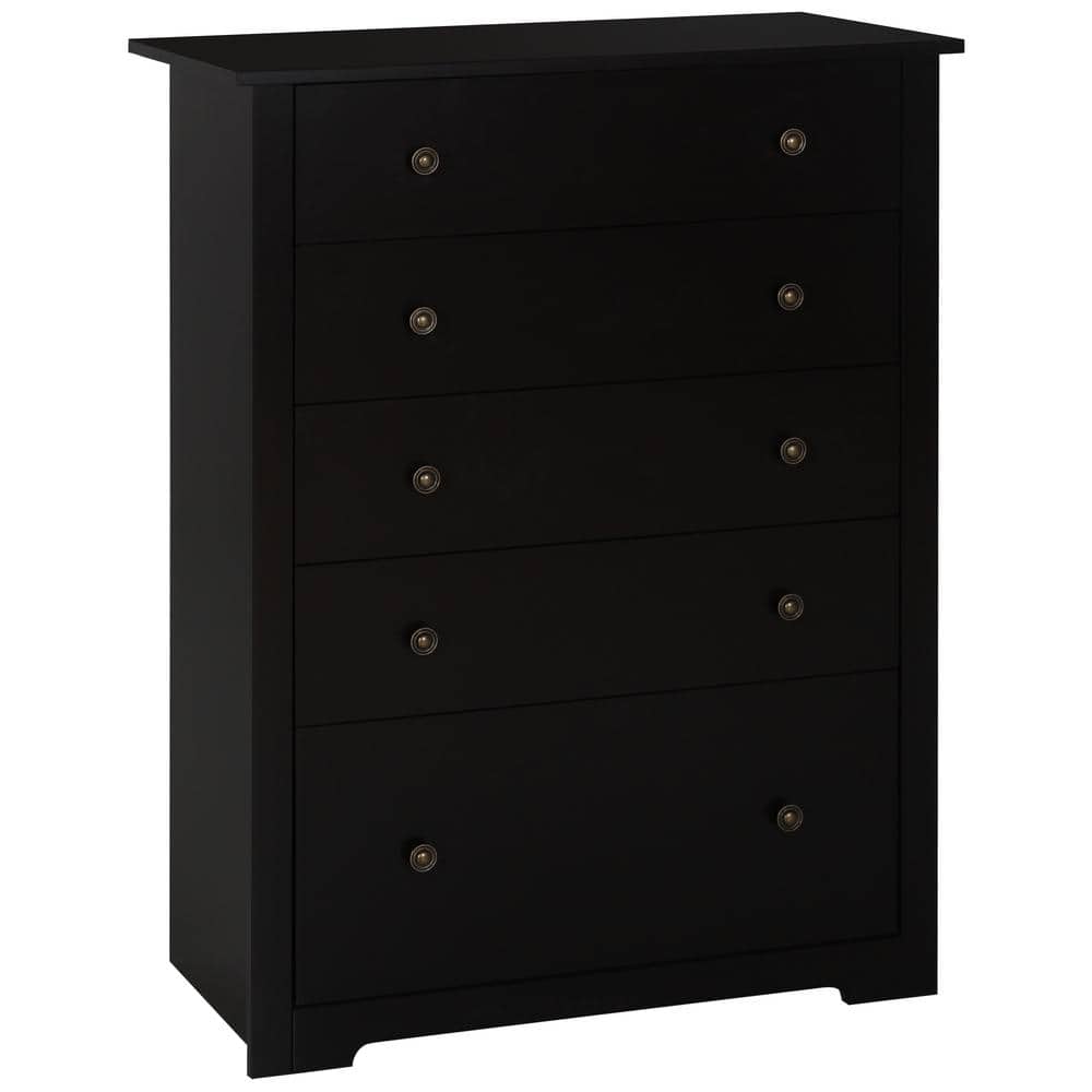 VEIKOUS 5Drawer Espresso Chest of Drawers with Large Drawer 39.3 in. H