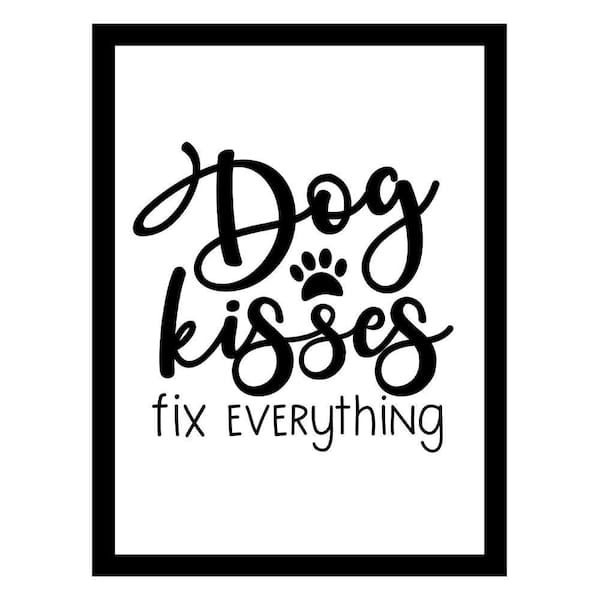 VENICE BEACH Collections DOG KISSES FIX EVERYTHING Framed Print by Unknown 1 Piece Framed Graphic Print Abstract Print 18 in. x 14 in.