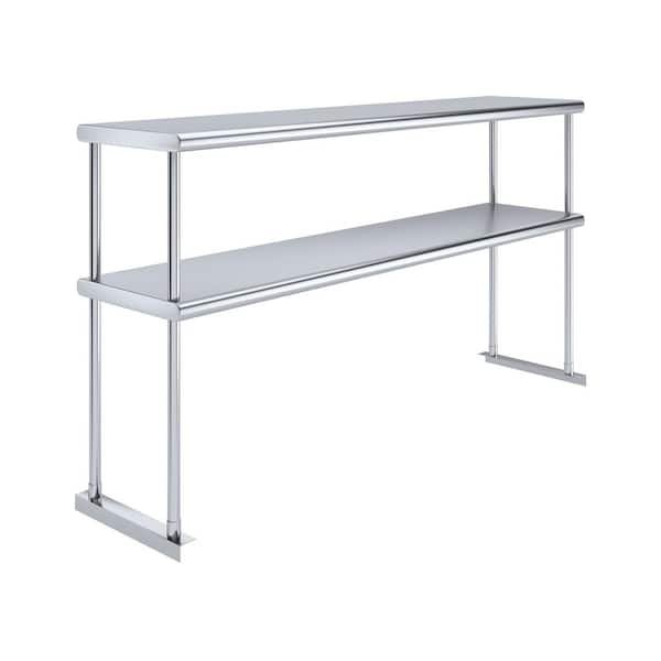 14 in. x 60 in. Stainless Steel Double Over Shelf for Kitchen Utility Table2-Tier Shelf for Kitchen Prep Table