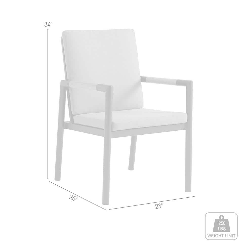 Royal Black Aluminum and Teak Outdoor Dining Chair Set with Gray Cushions