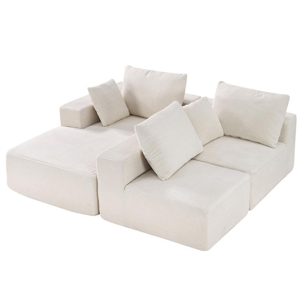 Modular sectional sofa, L-Shaped Modular Sofa with Chaise Longue, High Resilience Foam and Density Sectional Sofa White