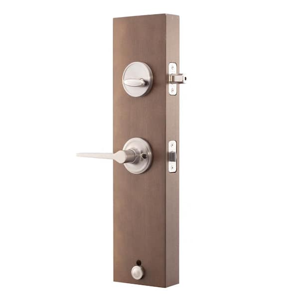 Craftsman Satin Stainless Door Handleset with Contemporary Lever Trim