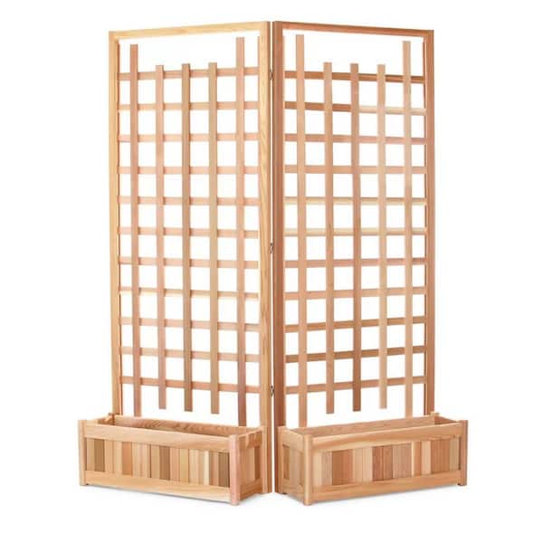 Ejoy 64 in. x 80 in. x 12 in. Solid Wood Garden Trellis with Planter Box