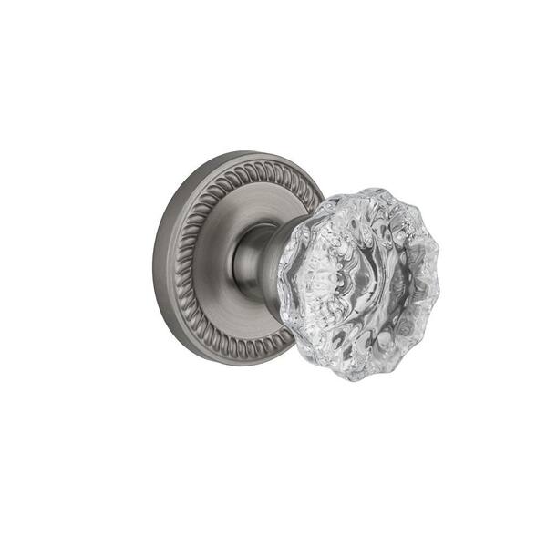 Grandeur Newport Rosette Satin Nickel with Double Dummy Fontainebleau Crystal Knob