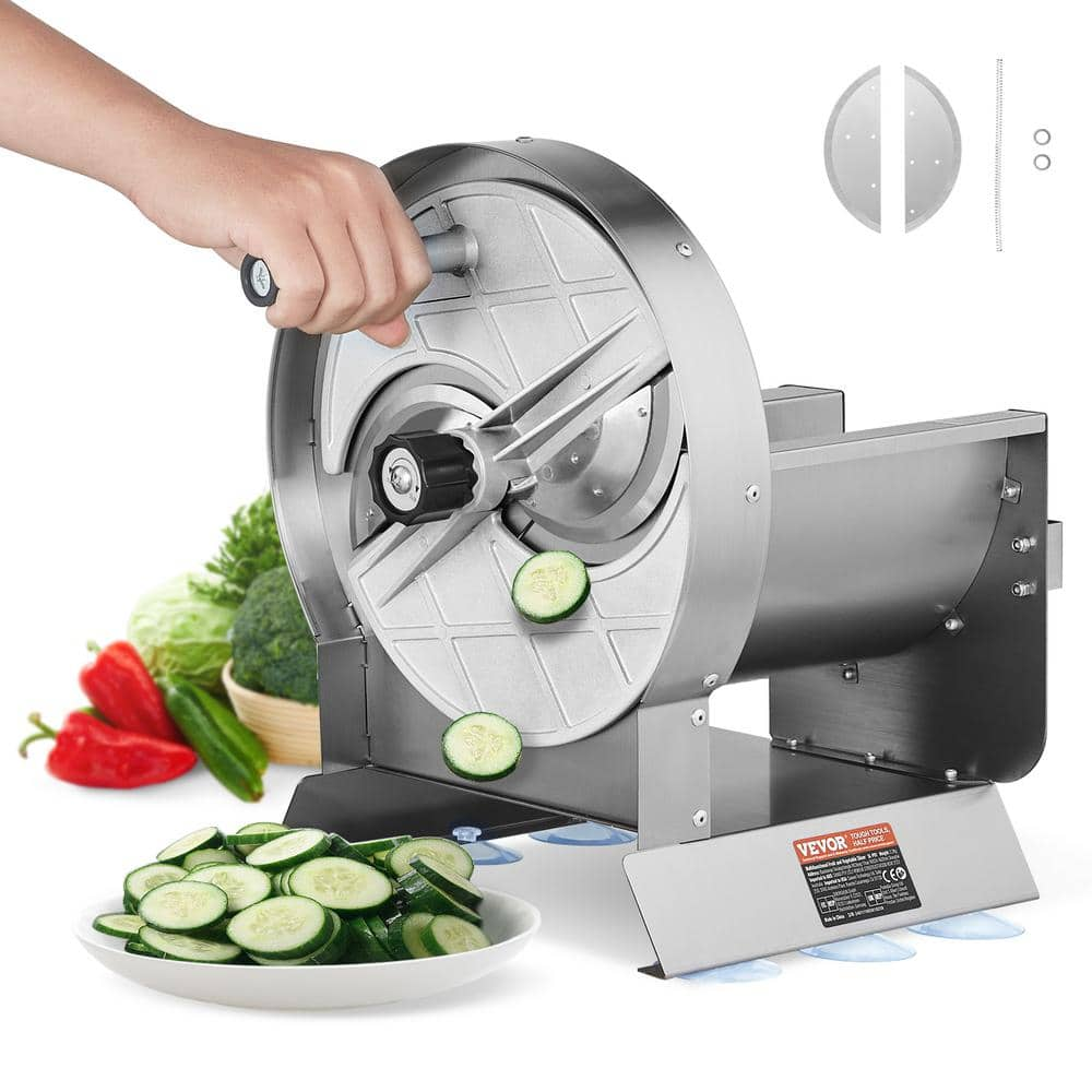 VEVOR Manual Vegetable Fruit Slicer 0 to 0.5 in. Thickness Adjustable Commercial Slicer Stainless Steel with 2 Spare Blades