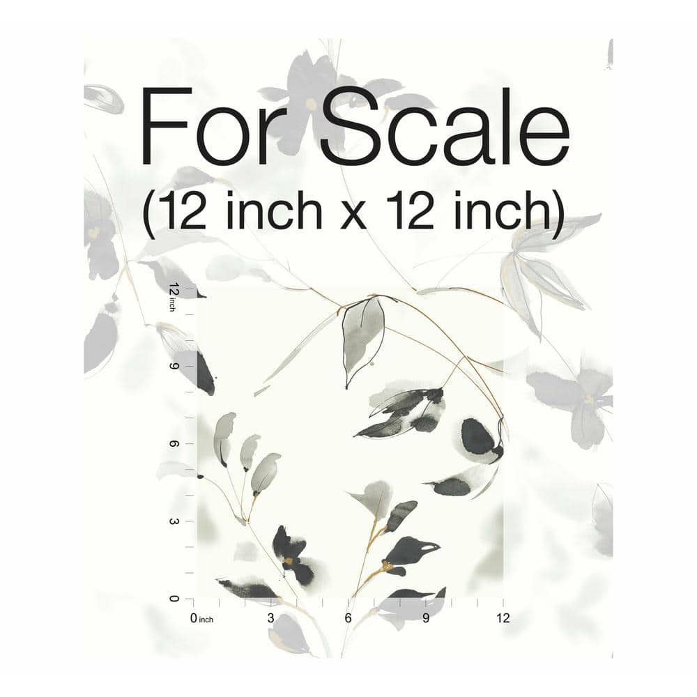 Black and White Floral Peel and Stick Wallpaper Roll
