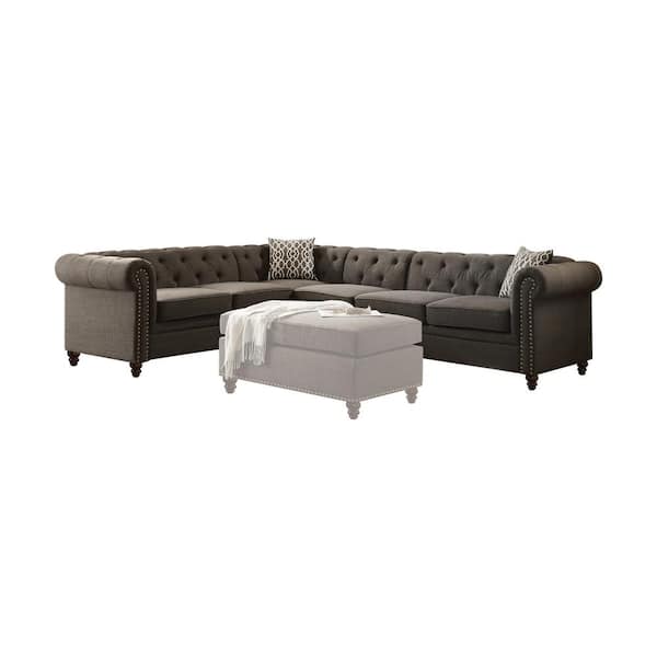Acme Furniture Aurelia II Charcoal Linen Sectional Sofa