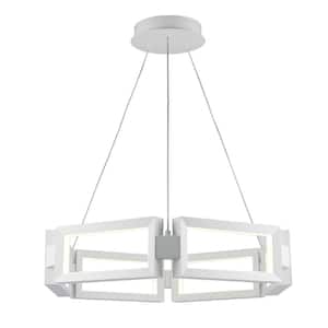 Skylar 25 in. Dimmable Integrated LED White Chandelier Light Fixture