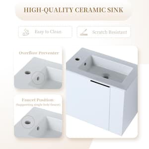 22.0 in. W x 13.0 in. D x 19.70 in. H Single Sink Wall Mount Bath Vanity in White with White Ceramic Top