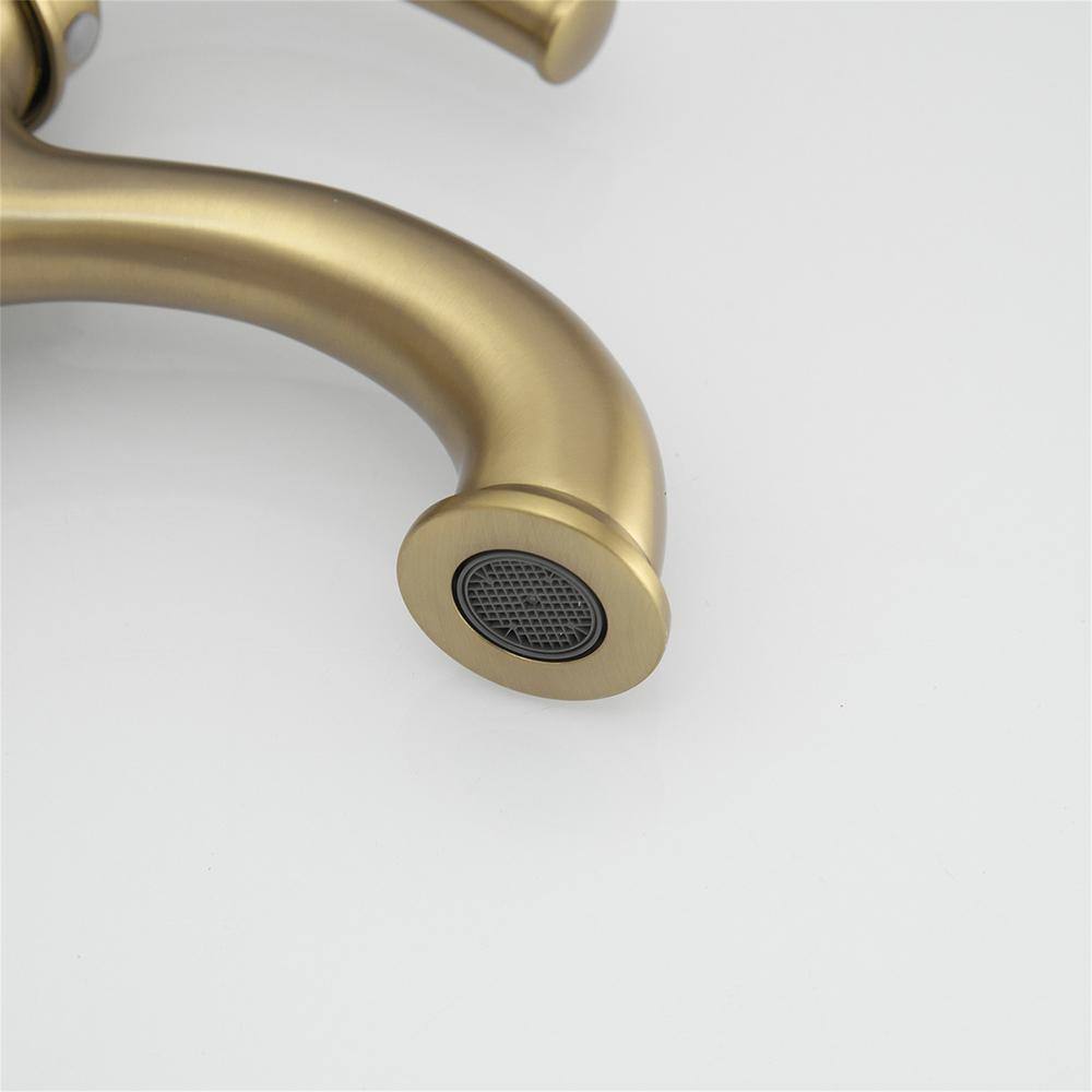 Brushed Gold Single Handle Brass Bathroom Faucet with Drain Kit