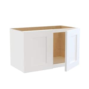 Newport Pacific White Painted Plywood Shaker Stock Assembled Wall Kitchen Cabinet 12 in. x 15 in. x 24 in. Soft Close