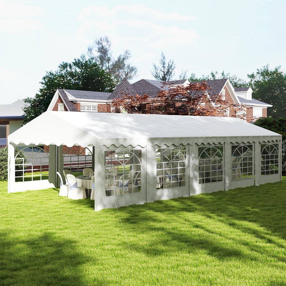 White Heavy Duty Outdoor Canopy Tent with Removable Sidewalls