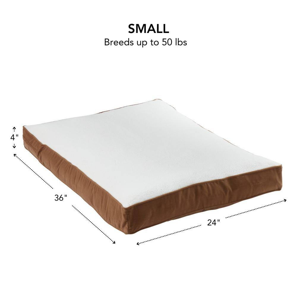 Small Latte Orthopedic Sherpa Dog Bed with Microfiber Cover