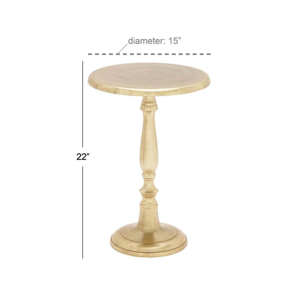 Gold Aluminum Round Pedestal Accent Table, 19"