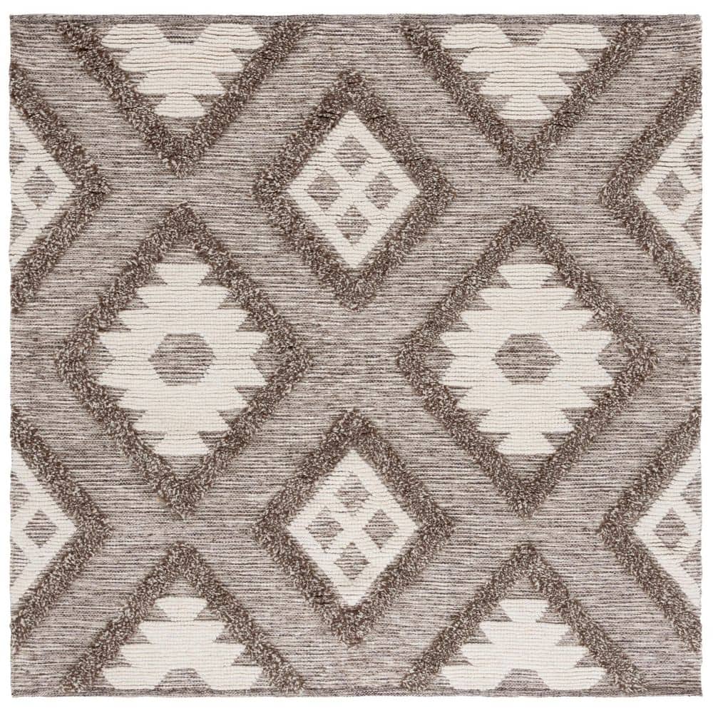 SAFAVIEH Natura 6 ft. x 6 ft. Dark Gray/Ivory Diamond Marle Square Area ...