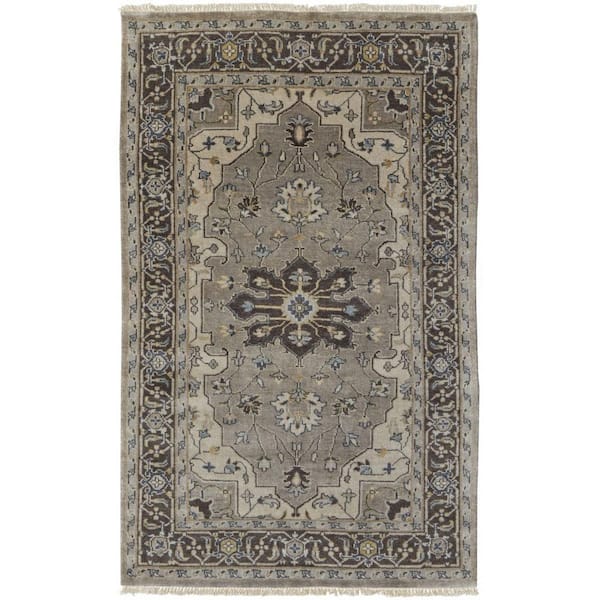 HomeRoots Blue, Gray 2 ft. x 3 ft. Floral Area Rug