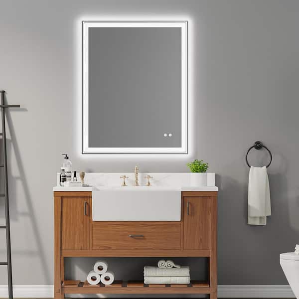 Miscool Anky 40 in. W x 32 in. H Rectangular Frameless LED Wall Mount Bathroom Vanity Mirror, Antifog Beauty Makeup Mirror