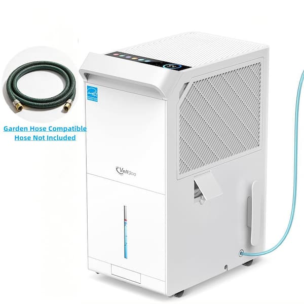 150 pt. 7,500 sq. ft. Energy Star Dehumidifier for Basement in White with Drain Hose, Bucket, Quiet Drying, 24 hr Timer