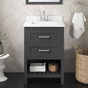 Autumn 24 in. Single Sink Freestanding Gray Bath Vanity with White Engineered Stone Top (Assembled)