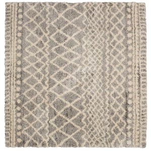 Caspian 8 ft. x 8 ft. Gray Square Moroccan Area Rug