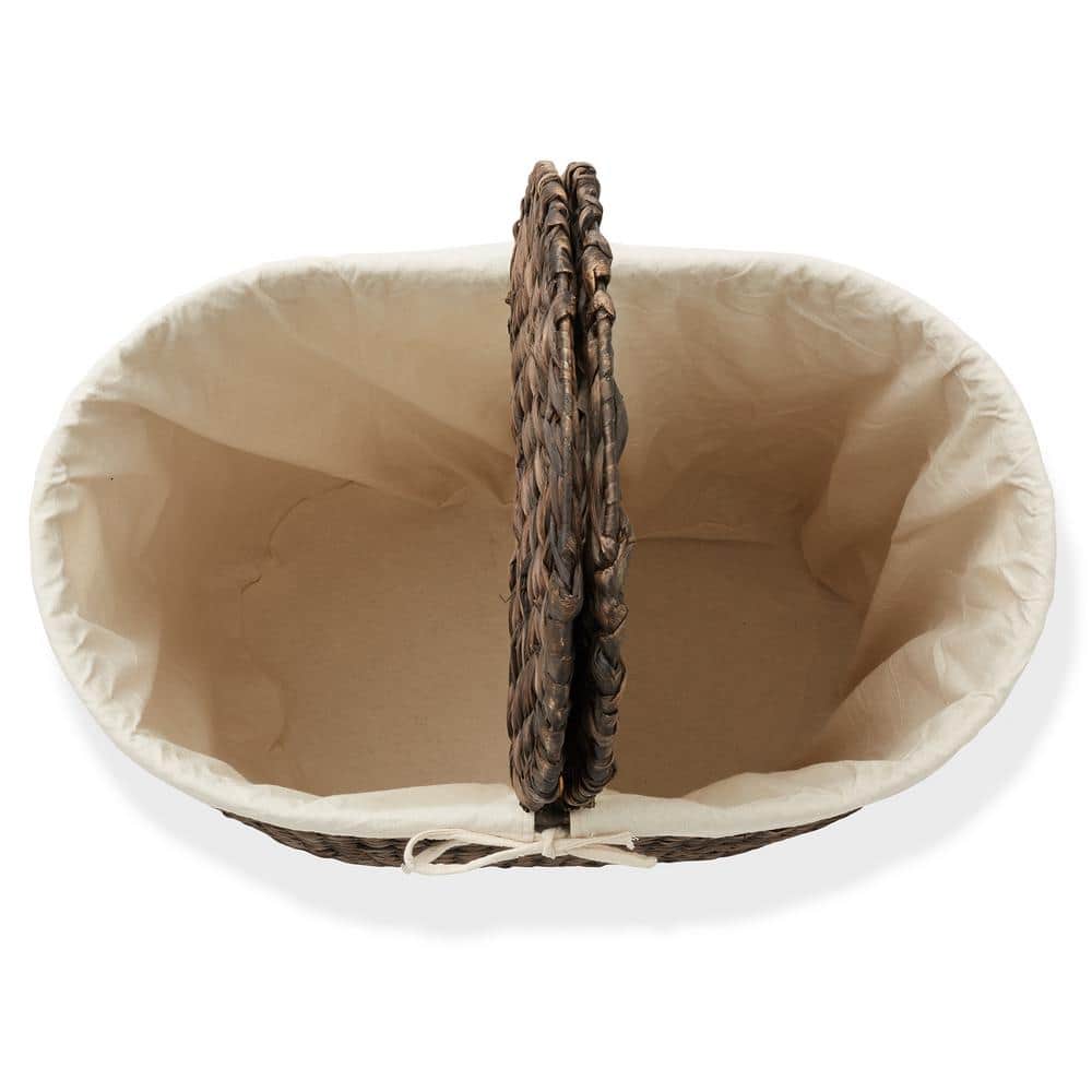 Espresso Wicker 2-Section Laundry Hamper with Lid