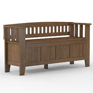 Acadian Solid Wood 48 in. Wide Transitional Entryway Storage Bench in Rustic Natural Aged Brown