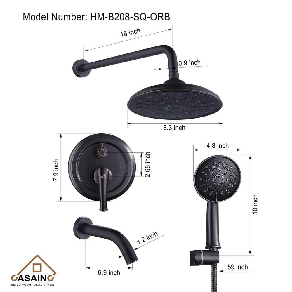 Oil Rubbed Bronze Multi-Head Wall Mounted Shower System