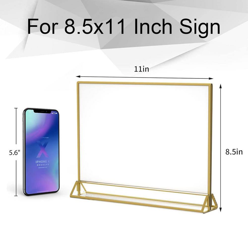 11 x 8.5 Gold Framed Acrylic Sign Holder with Vertical Stand
