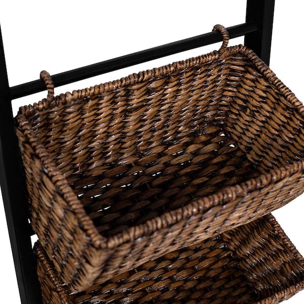 Birdrock Home Storage Shelf Baskets with Handles - Set of 3 - Abaca Seagrass Wi