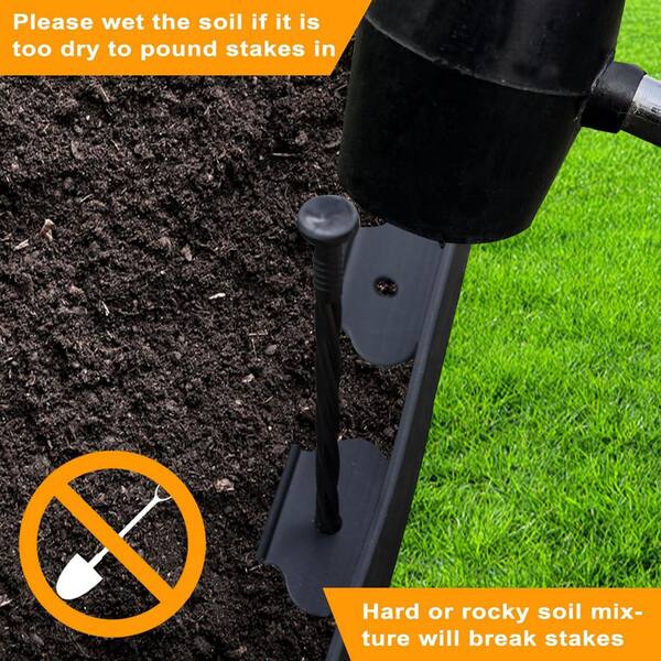 Phewnyzo 2 in. Tall 60 ft. Landscape Edging with 60 Stakes, Black