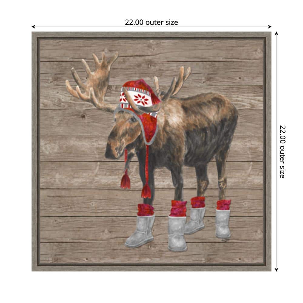 Warm in the Wilderness Moose Canvas Print with Sylvie Greywash Frame