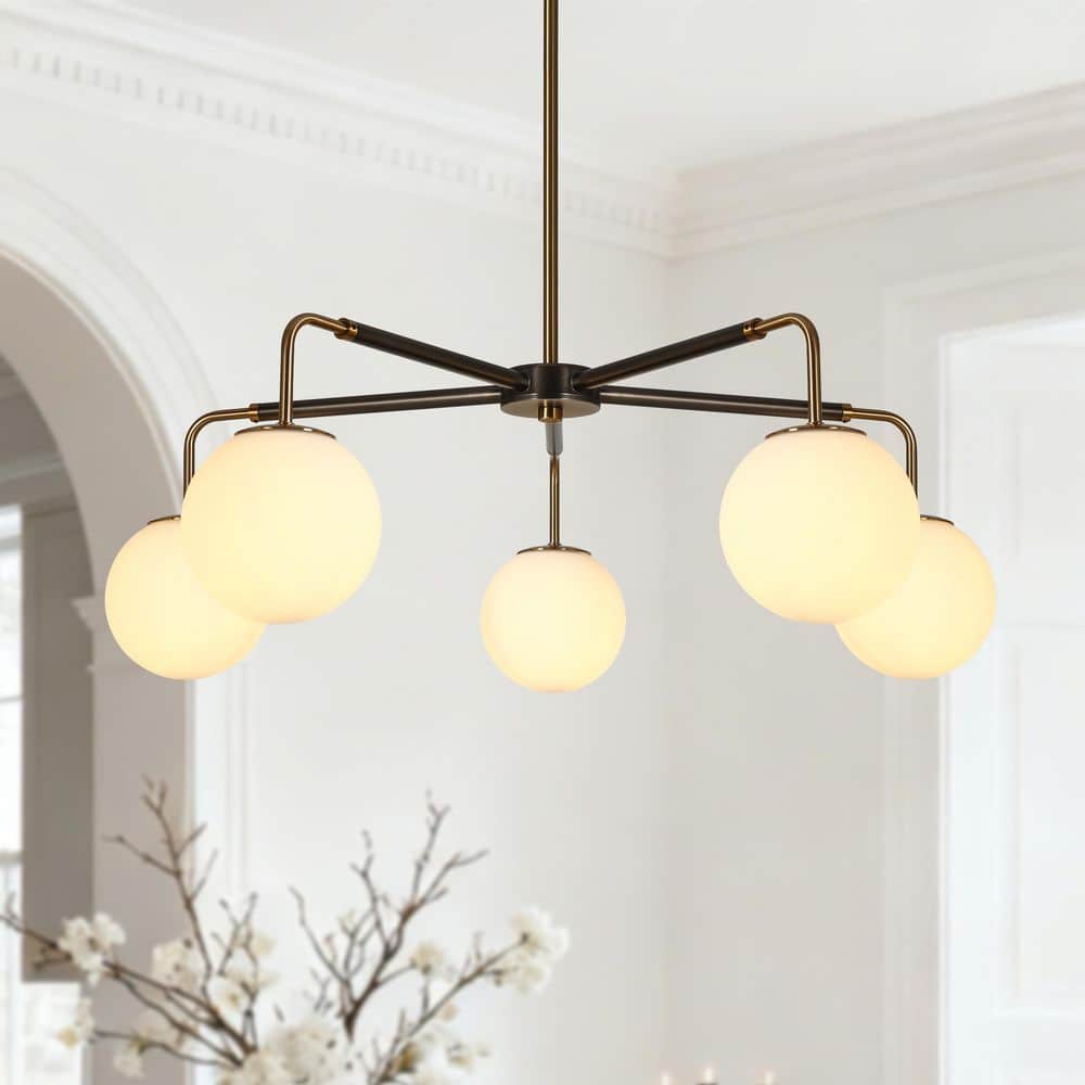 ✩Halu★ LNC Alada Modern 5-Light Brushed Gunmetal Gray and Plated Brass