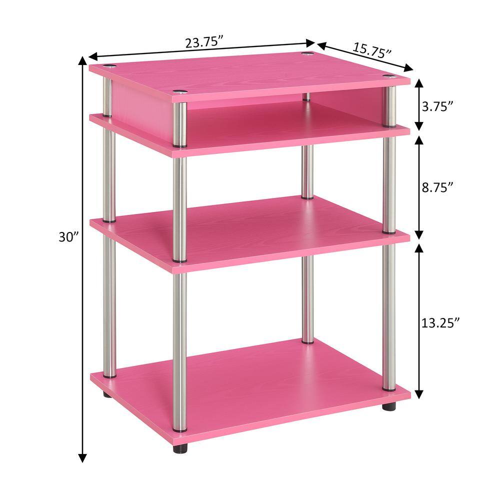 Pink Wood and Stainless Steel Four-Tier Printer Stand