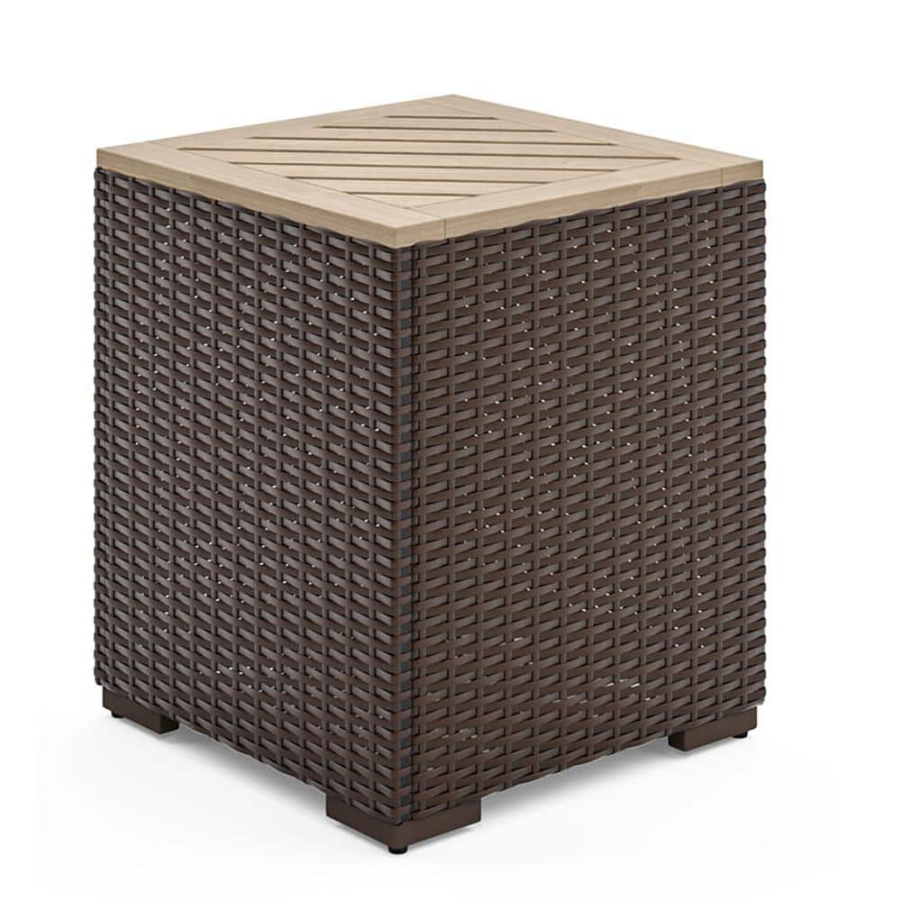 HOMESTYLES Palm Springs Brown Wicker Rattan and Wood Outdoor Accent