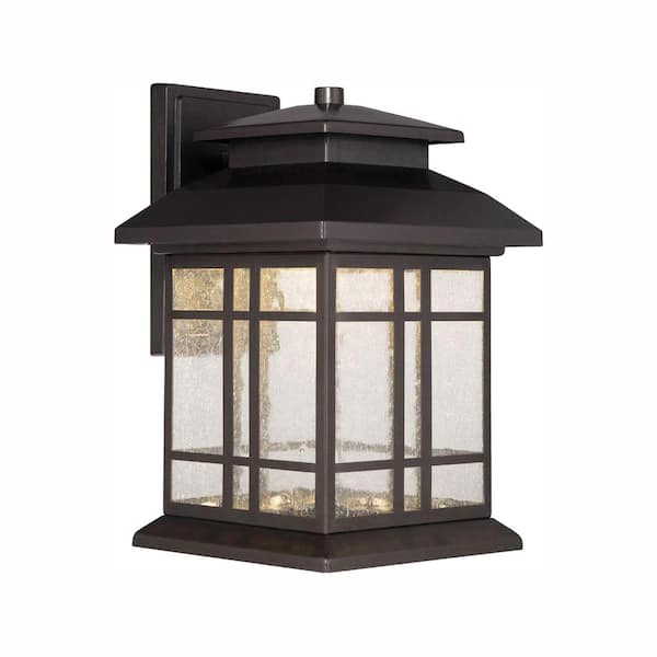 Designers Fountain Piedmont Oil Rubbed Bronze Outdoor Line Voltage Hardwired Porch Light Wall Sconce with Integrated LED