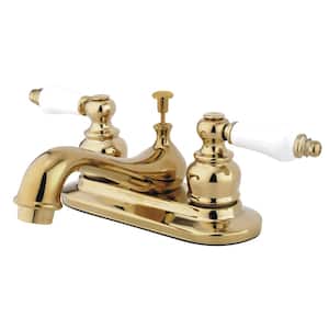 Restoration 4 in. Centerset 2-Handle Bathroom Faucet in Polished Brass