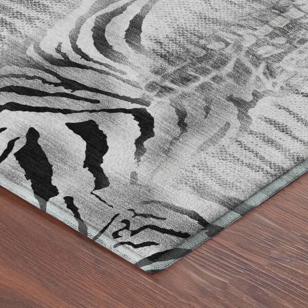 Mayfield Premium Machine Washable Abstract AMF2276 Gray 5 ft. x 7 ft. 6 in. Area Rug