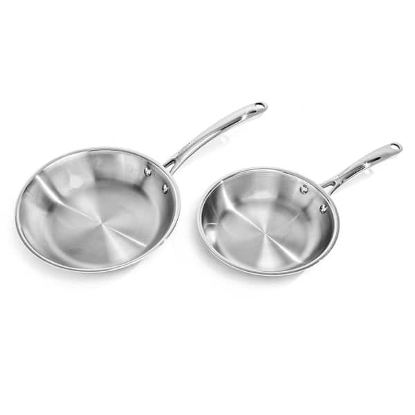BergHOFF Professional 2-Piece 18/10 Stainless Steel Tri-Ply Cookware Set, Fry Pan 8 in. and 10 in.