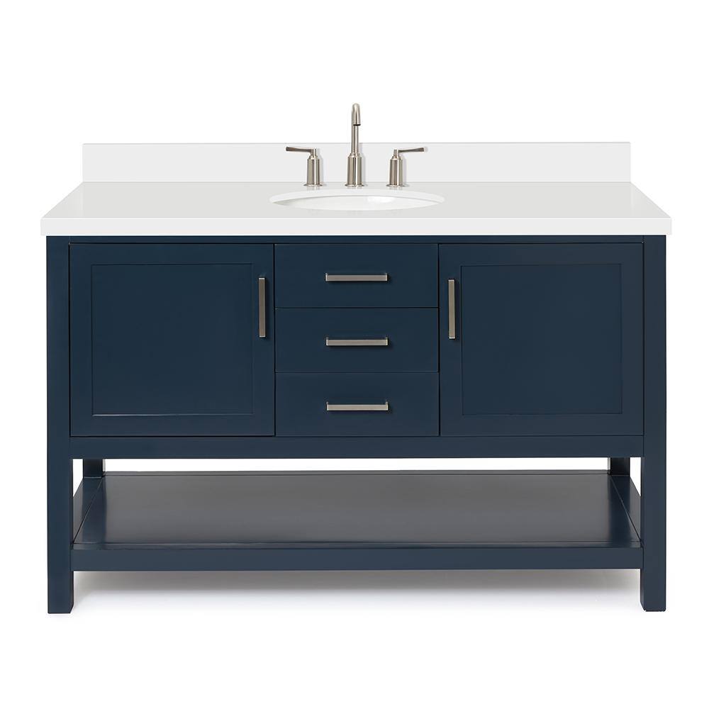 ARIEL Bayhill 55 In. W X 22 In. D X 36 In. H Bath Vanity In Midnight ...