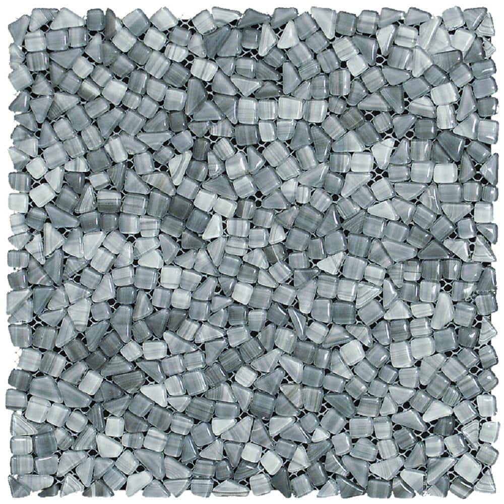 Dark Gray 4 in. x 0.23 in. Polished Pebble Glass Mosaic Tile Sample (0.13 sq. ft./Piece) (1-pack) price history on PriceWatchPro