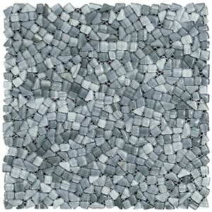 Dark Gray 11.8 in. x 11.8 in. Pebble Polished Glass Mosaic Tile (4.83 sq. ft./Case)