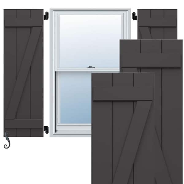 Ekena Millwork EnduraCore Two Board Joined 10-3/4-in W x 70-in H Board and Batten Composite Shutters Pair in Shadow Mountain
