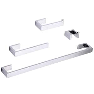 4-Piece Wall Mounted Bath Hardware Set Included Mounting Hardware in Chrome